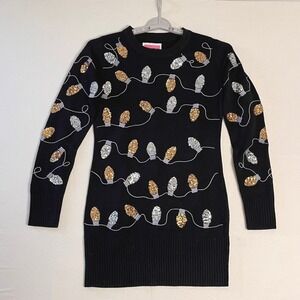 Tipsy Elves Sweater Dress Size M Sequins XMas Lights NYE Celebration Party